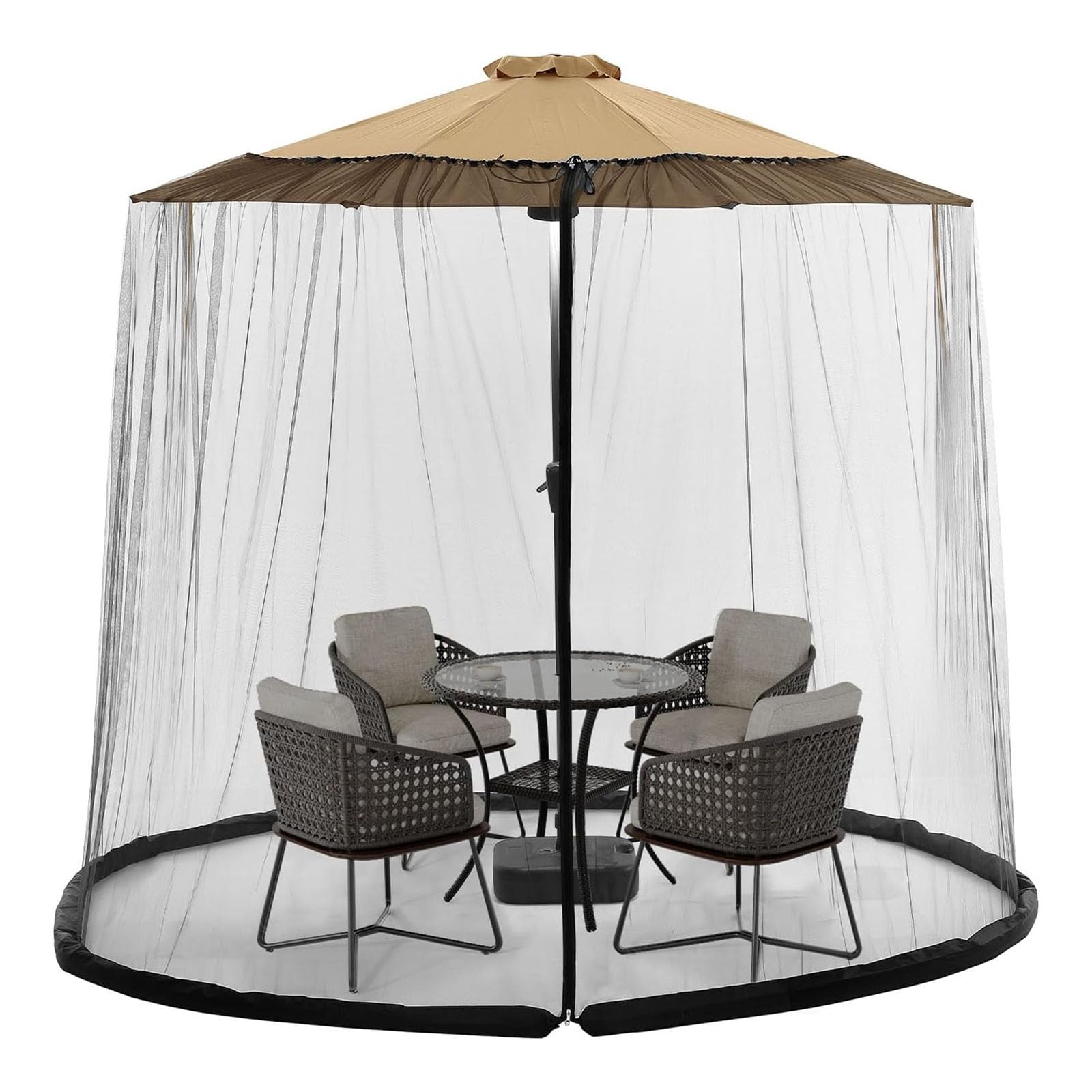 Morbuy Patio Umbrella Mosquito Net for Sun Umbrella, Garden Umbrella Mosquito Net Cantilever Parasol Cover for Poolside, Deck, Patio and Balcony (Black,300 * 230cm Ideal for 7-10FT)