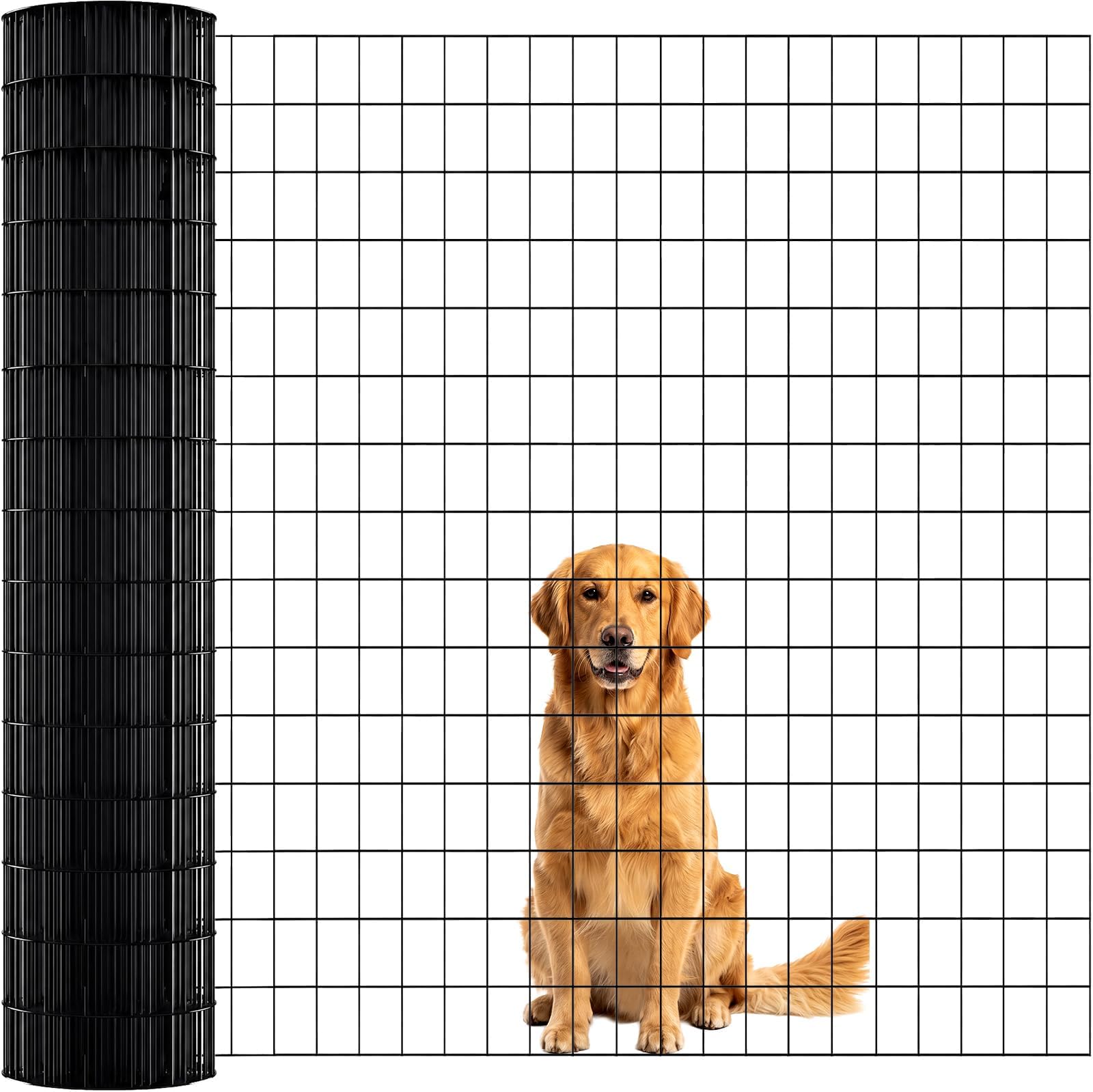 Thealyn 4ft x 50ft Black Vinyl Coated Welded Wire Fence | Heavy Duty Garden Fencing, Chicken Coop Poultry Run, Dog Fence & Garden Protector for Vegetables