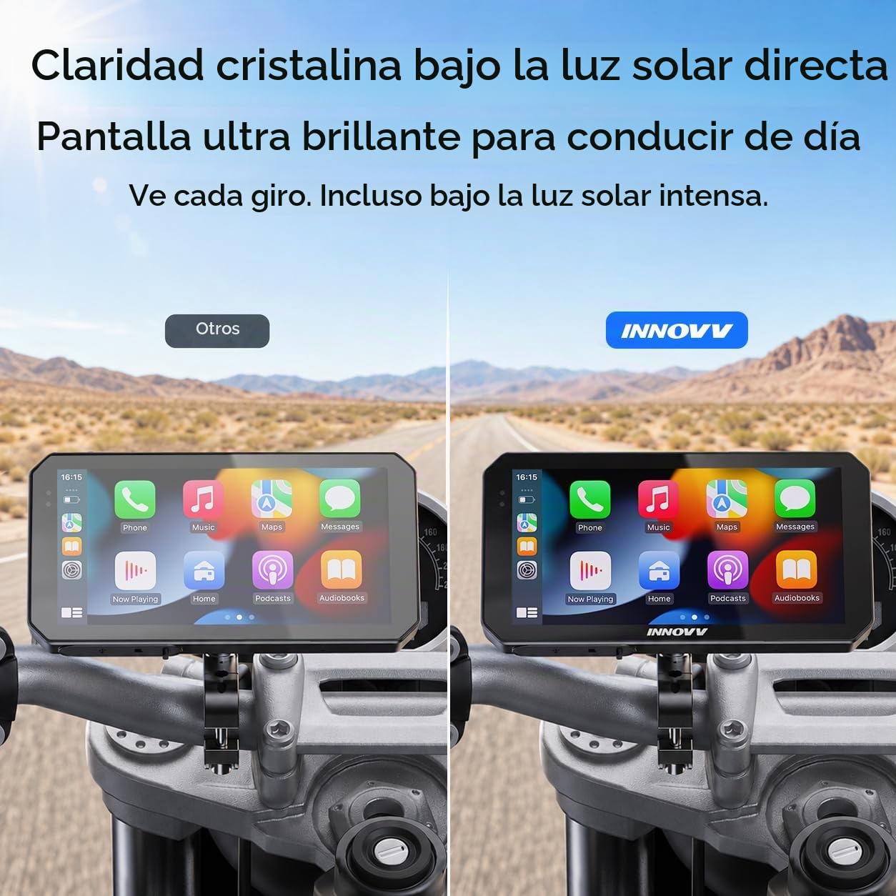 N2 Pantalla Apple CarPlay de 6 pulgadas para motocicletas, pantalla táctil, sistema de navegación GPS Apple CarPlay y Android Auto inalámbrico, WiFi 5G, impermeable IP67, Bluetooth, modo de