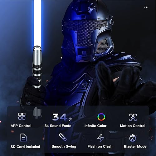 Miniatura 5 de Sable de luz Xenopixel, sable de luz suave con 34 fuentes de sonido, cambio de color infinito de 16 GB, tarjeta SD de 16 GB, 8 efectos de luz, 12