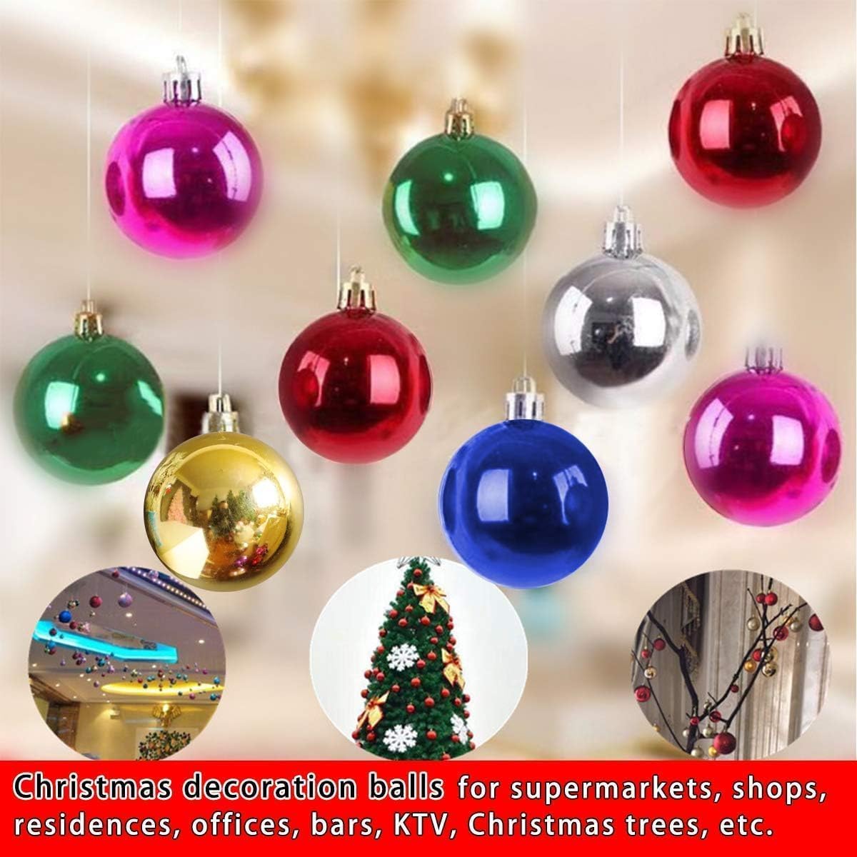 24 PCS 2.36' Shatterproof Christmas Ball Ornaments - Assorted Theme Decorations for Christmas Tree