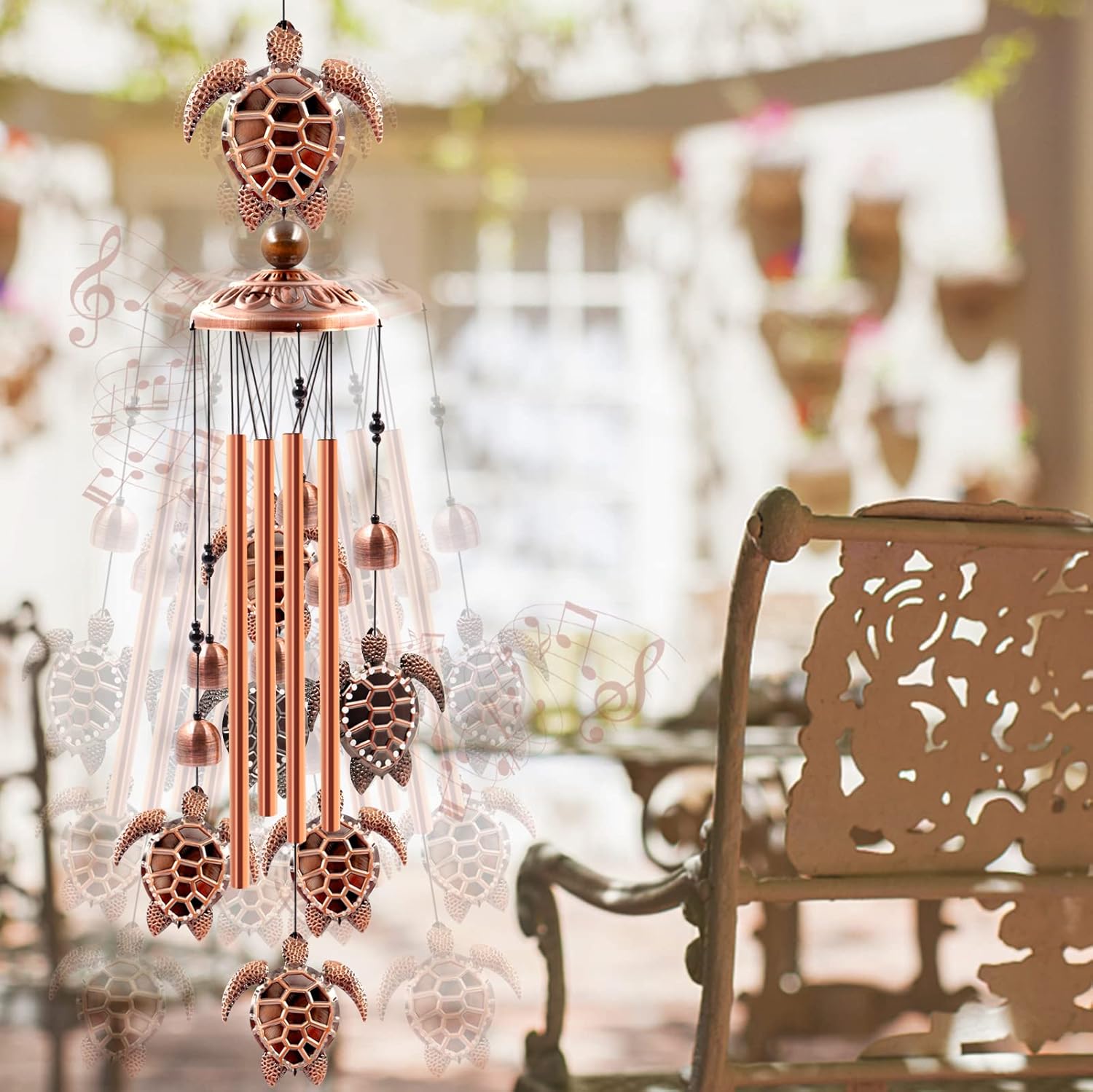 Wind Chimes Outdoor Clearance, Ukulork Sea Turtles Aluminum Tube Windchime with S Hook,Patio Garden Decor, Housewarming Gift.