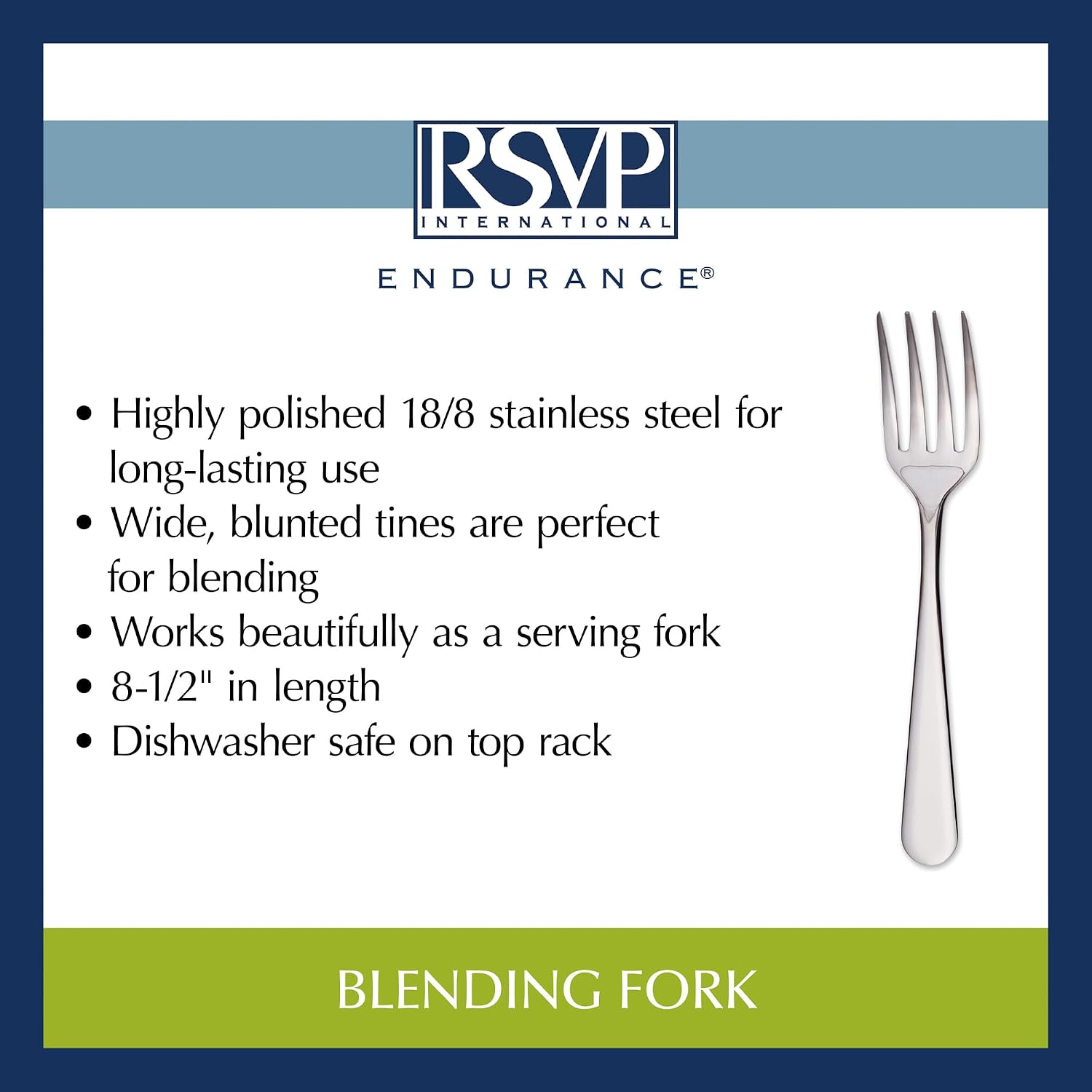 RSVP International Endurance Kitchen Baking Tool Collection, Blending Fork, Stainless Steel
