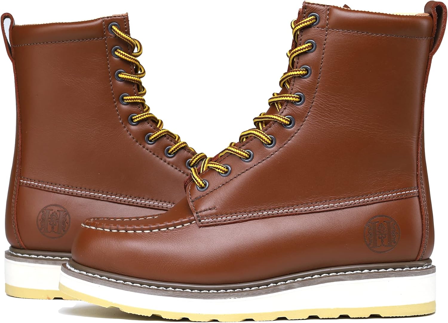 Stylish Classic 6"- 8" Soft Toe Mens Work Boots, EH Leather Slip Resistant Durable Breathable Moc Toe Work Boot 806 808 - Image 4