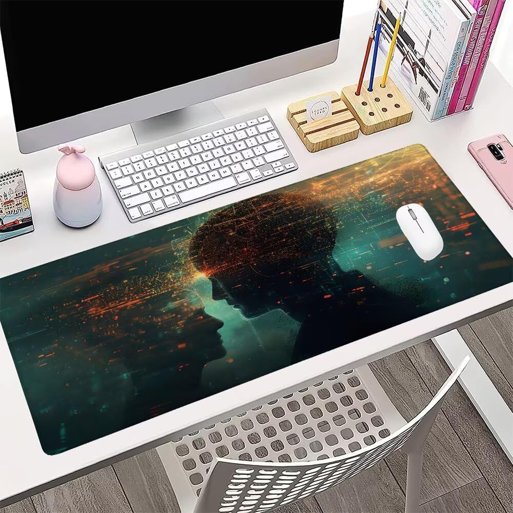 Tappetino Mouse Gaming xxl Accessori Scrivania Ufficio Nero Astratto Grande Tappetino Mouse e Tastiera Sottomano da Scrivania 1200x600x3mm Base Antiscivolo, per PC Gamer Laptop Studio Casa d-322