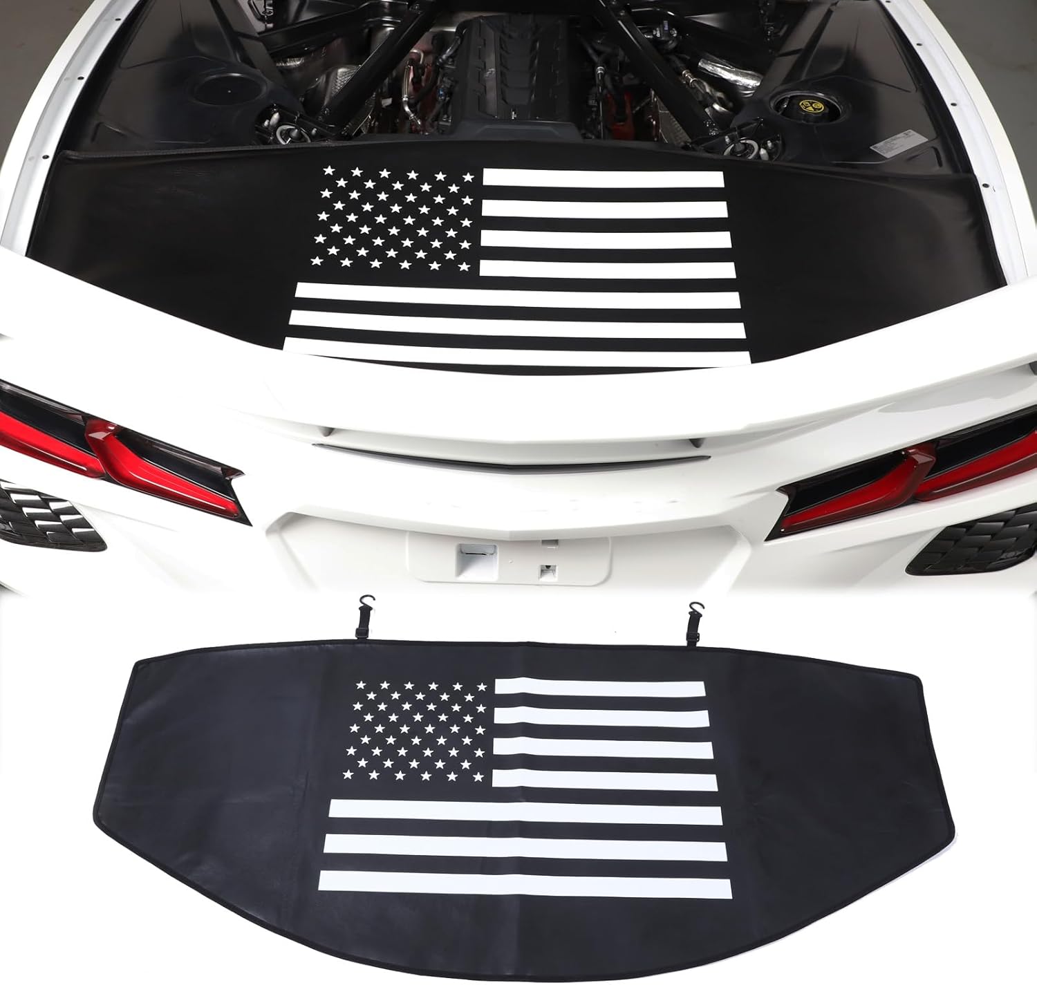 Cargo Cover Compatible with Corvette C8 Stingray 2020-2025 Accessories Trunk Cover Foldable Waterproof Trunk Shielding Shade Cargo Luggage Cover (Black)