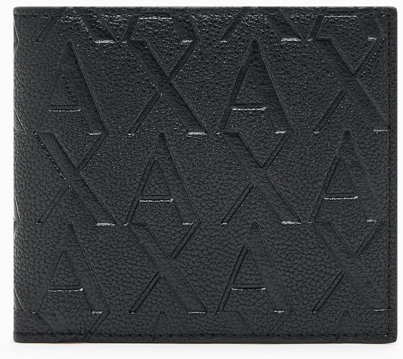 Armani Exchange Men's Milano Bifold Smooth Leather Wallet, Black, One Size