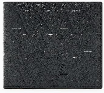 Armani Exchange Mens Milano Bifold Smooth Leather Wallet, Black, One Size