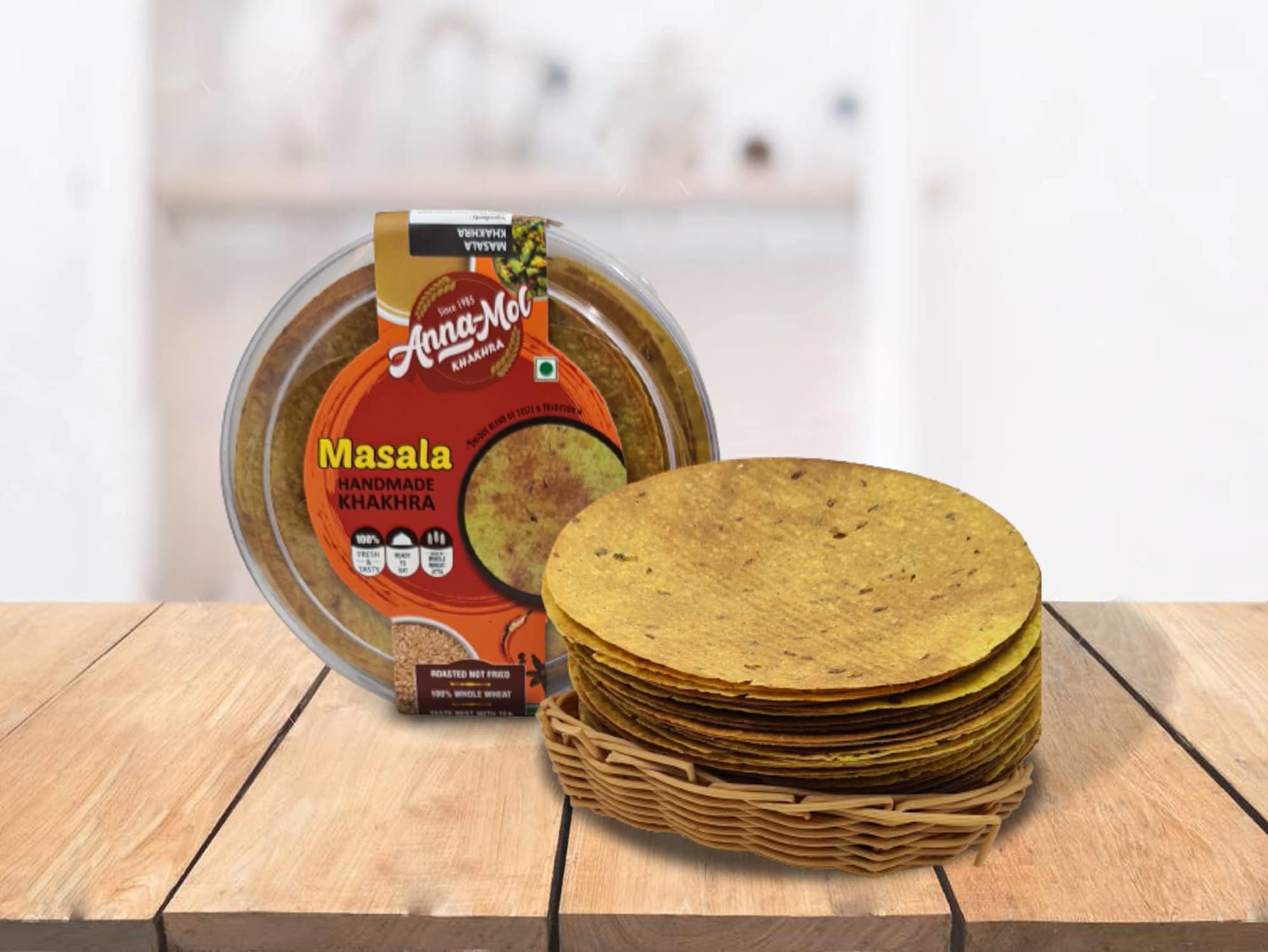 Anna-Mol Healthy Roasted Snacks | Delicious Crispy Gujrati bites Delicious Masala khakhra / READY TO EAT ( pack of 2) 800 grams