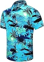 Vista 55 de SheLucki - Camisa hawaiana para hombre, unisex, de manga corta, con botones, para la playa y el verano, ropa casual estampada con sombra de palmas