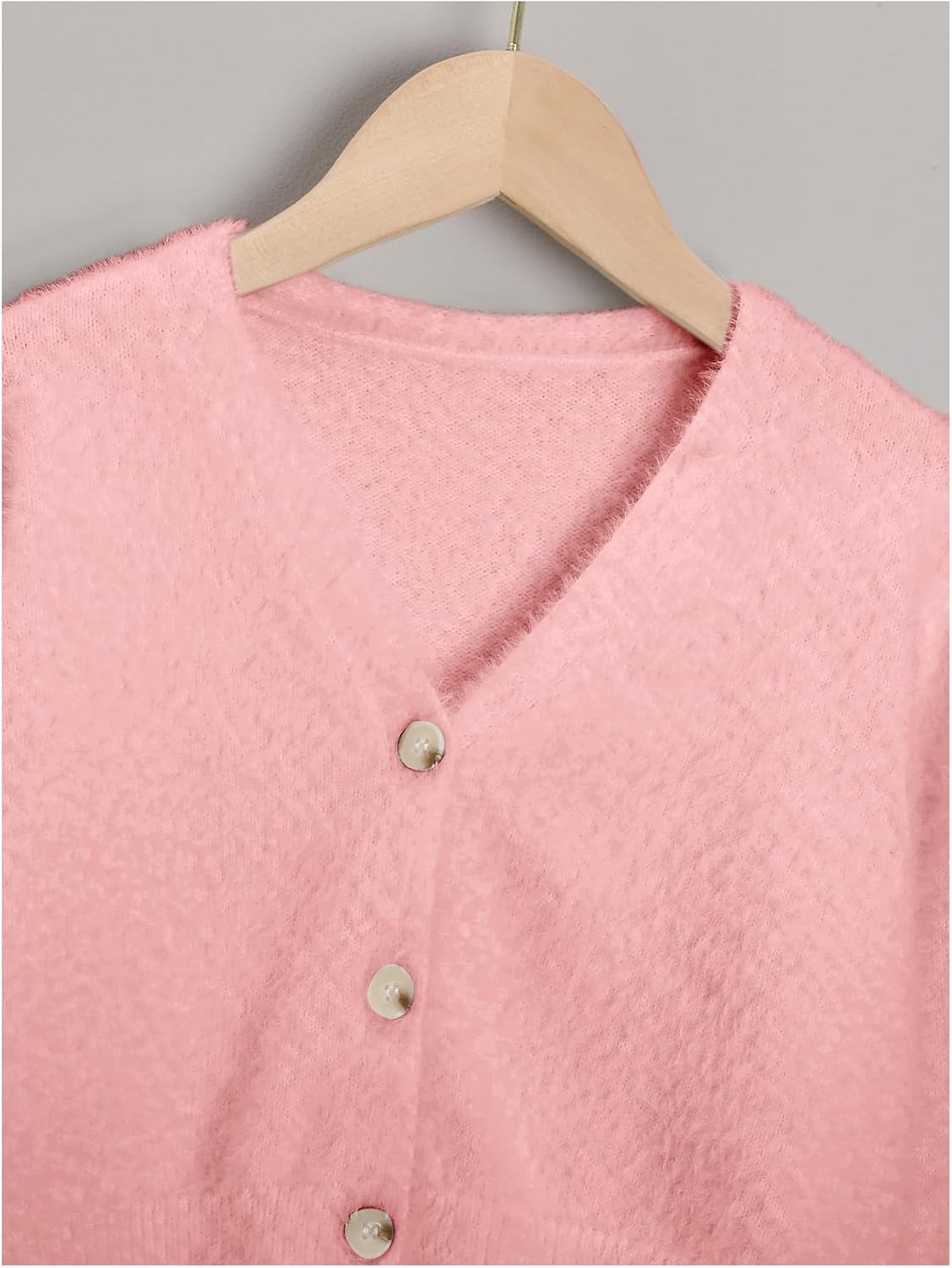 Floerns Girls V Neck Long Sleeve Button Front Knit Cardigan Crop Top - Image 4