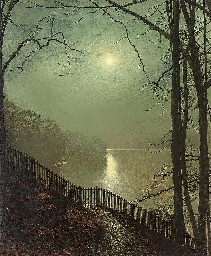 Waeta Rnvzx John Atkinson Grimshaw Prints Moonlight On Lake Canvas Painting Vintage Wall Art Landscape Poster For Modern Home Wall Decor Picture 50X70cm No Frame