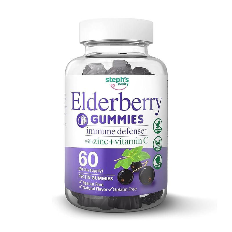 Steph's Pantry Gomas de sabugueiro com vitamina C e zinco — 60 gomas