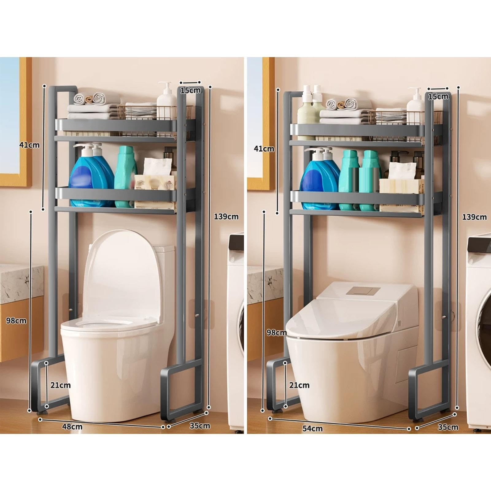 Mobile Lavatrice da Bagno Sopra WC, Portaoggetti da Posizionare Sopra WC