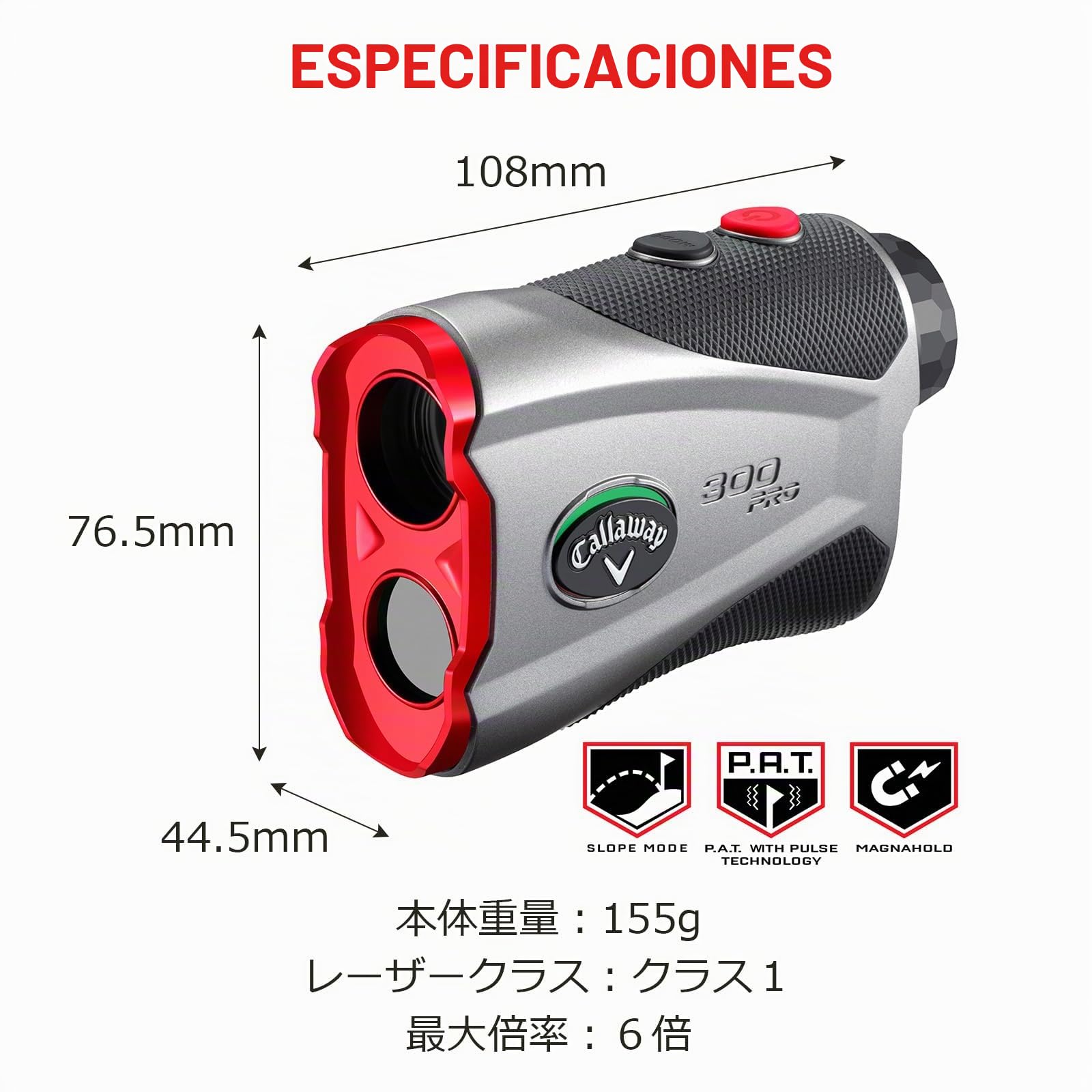 Callaway 350 Pro Slope Laser Golf Telémetro Gris/Rojo