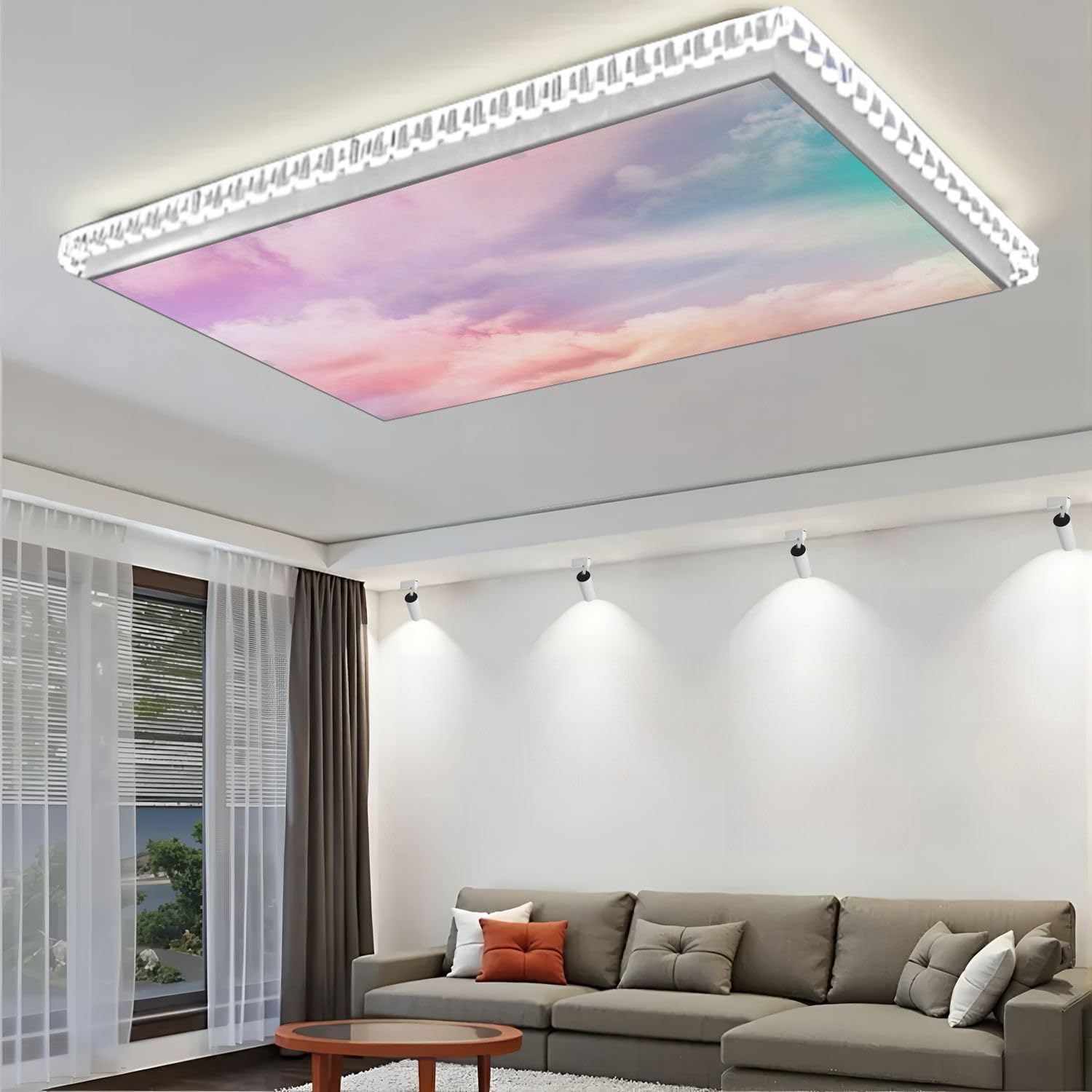 Fluorescent Light Covers for Ceiling Lights Pastel Pink Blue Color Sky Easy to Install Magnetic Light Filter for Classroom Office Hospitals School Home Decor