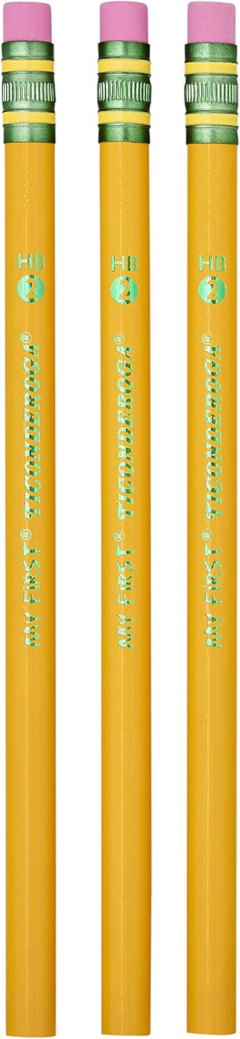 Ticonderoga My First Wood-Cased Pencils, #2 HB Soft, With Eraser, Yellow (X3336) (Pack of 6, 216 Count Total)