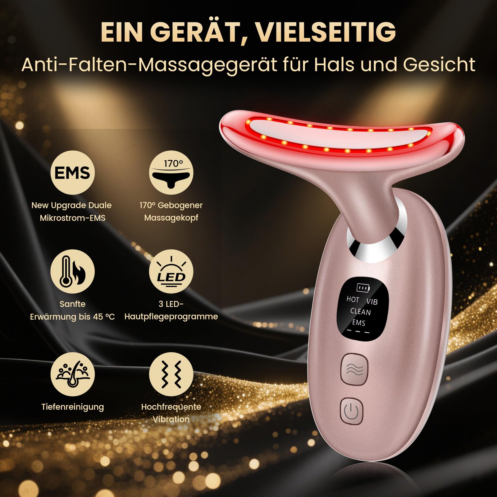 Gesichtsreinigungsbürste mit 2 Drehrichtungen & Gesichtsmassagegerät Gegen Falten EMS Gua Sha Elektrisch