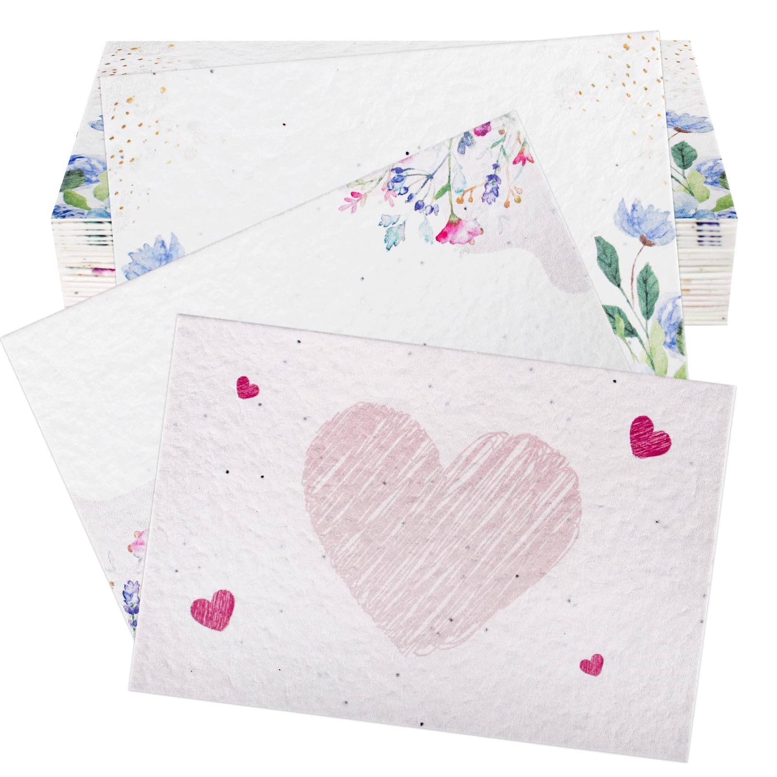 30 Pack Plantable Seed Paper - Greeting Cards Handmade Recycled Growing Seed Paper Embedded with Wildflower Seeds for Birthday Party | Wedding Favor | Small Business Thank You Cards