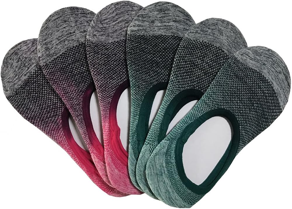 6 Pair Colorful Pattern No Show Liner Socks For Women