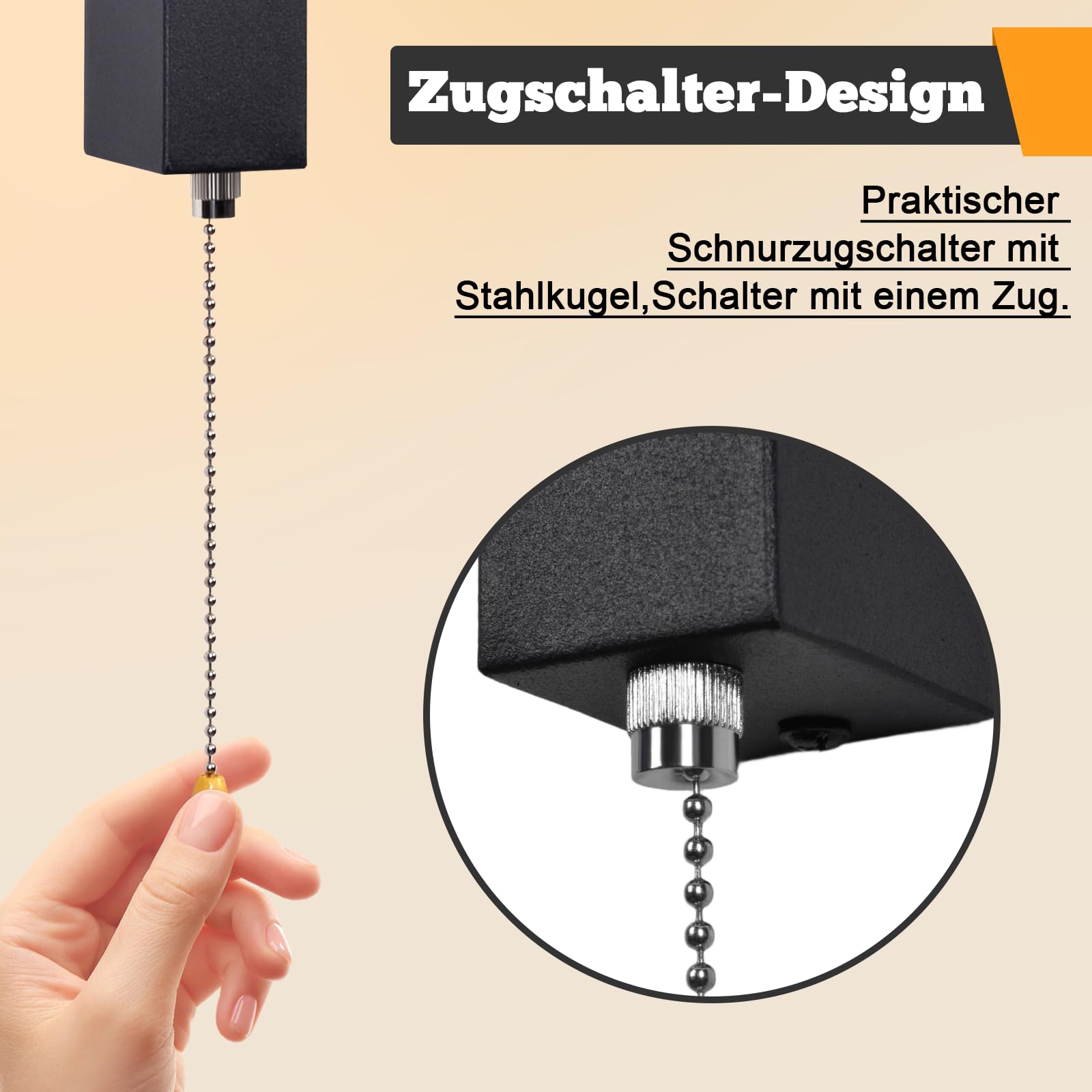 ZMH 2ER LED Wandleuchte Innen Wandlampen Mit Zugschalter Schwarz Flurlempe