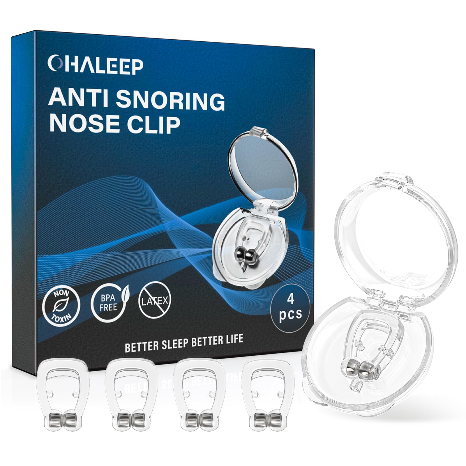 Photo 1 of OHALEEP Anti Snoring Devices, Snore Stopper with Adjustable Magnet, Silicone Nose Clip Stop Snoring, Effective to Relieve Snoring, Snoring Solution for Comfortable and Quieter Sleep, Clear, L