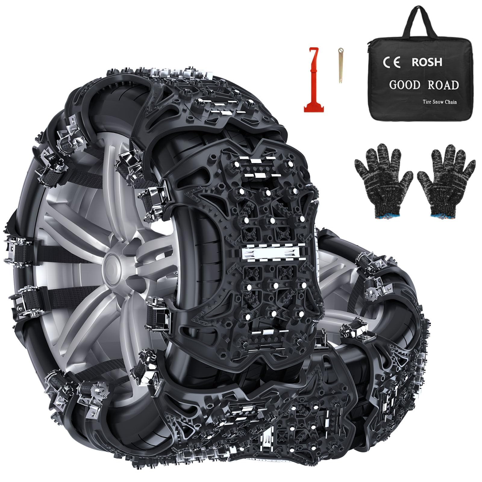 Catene da Neve Universali 6 Pezzi per Pneumatici 165-285 mm per PKW SUV LKW MPV ATV Installazione Rapida