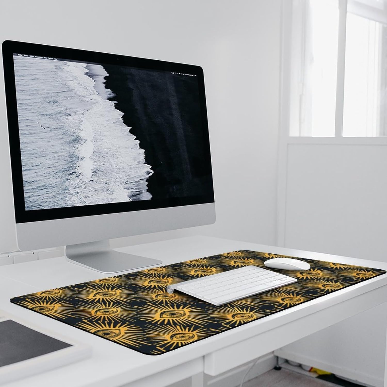 Gold Foil Evil Eye Desk Pad Large Desk Mat Gaming Mouse Pad Laptop Desk Pad Protector for Office Home 40x90cm