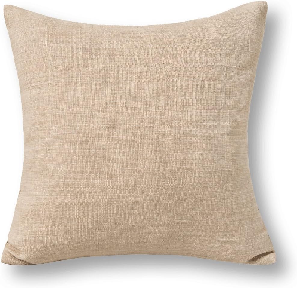 Jeanerlor (26"x26", Natural Linen) - Home Decoration Faux Linen with Bamboo Texture Euro Throw Pillow Sham Cushion Cover for Holiday, 26x26 inch (65 x 65 cm), Natural Linen