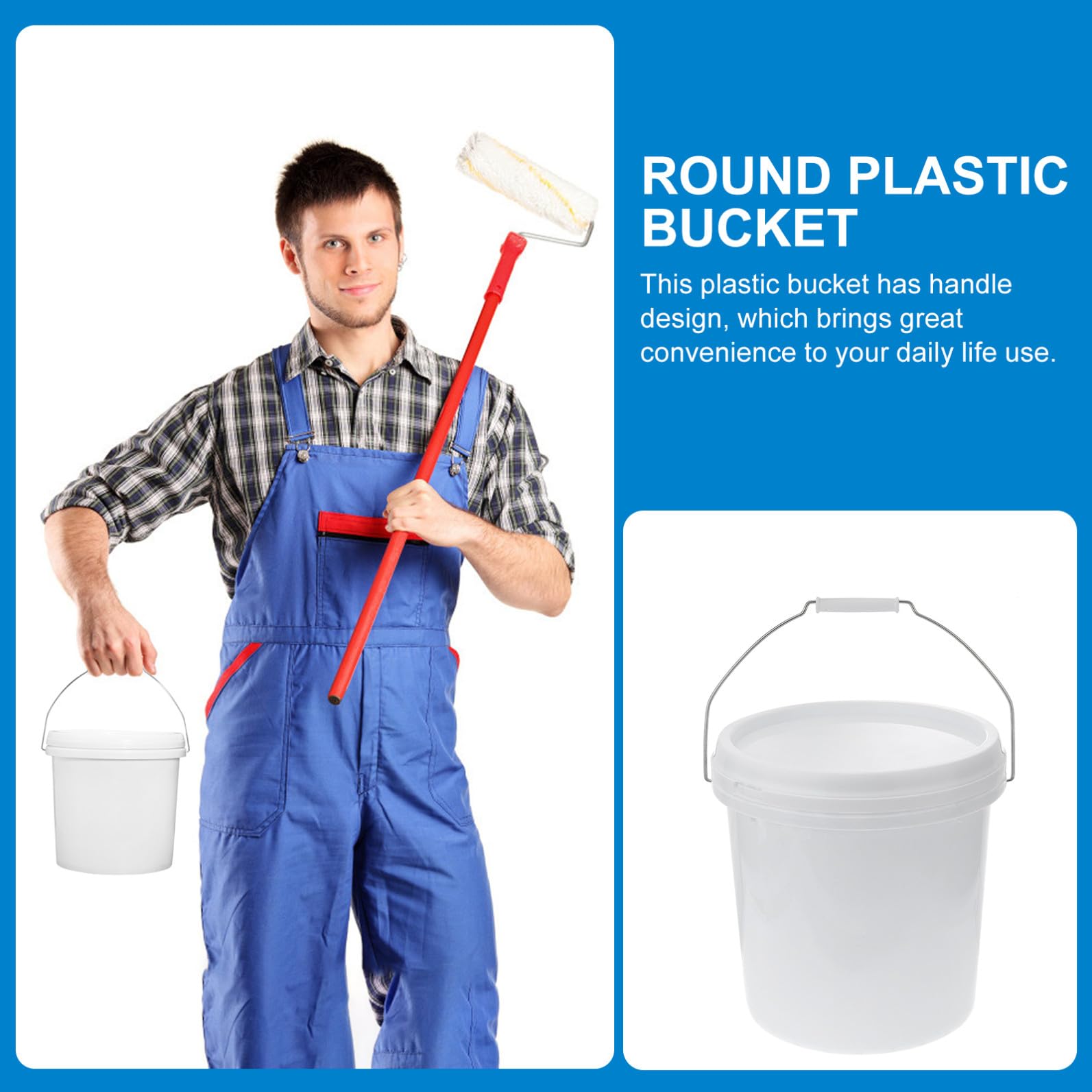 iplusmile Seau Portable 10l en Plastique Blanc Couvercle Étanche, Grosse Capacité et Seau d'eau Polyvalent pour Usage Domestique
