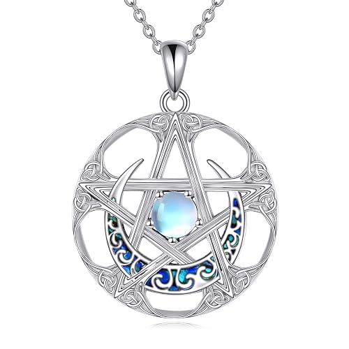 YAFEINI Celtic Necklace for Women Sterling Silver Cross/Pentagram Pendant Necklace