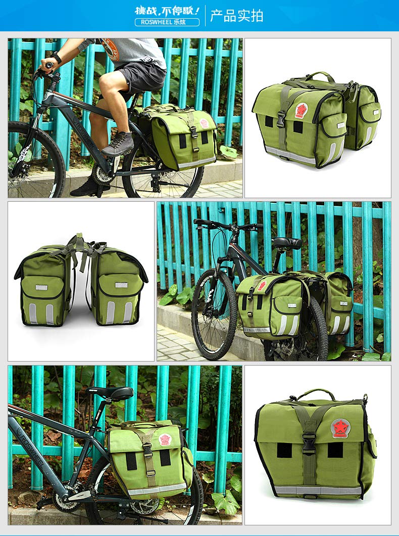 Doble Bolsa Bici Alforjas Para Bicicleta RADGEIST - 100% Impermeables, 50 Litros - Fácil Montaje En Portaequipajes - Gris Bolsas Ciclismo RADGEIST