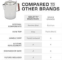 Vista 6 de COLETTI Cafetera percoladora Bozeman — SIN aluminio ni plástico [12 tazas]