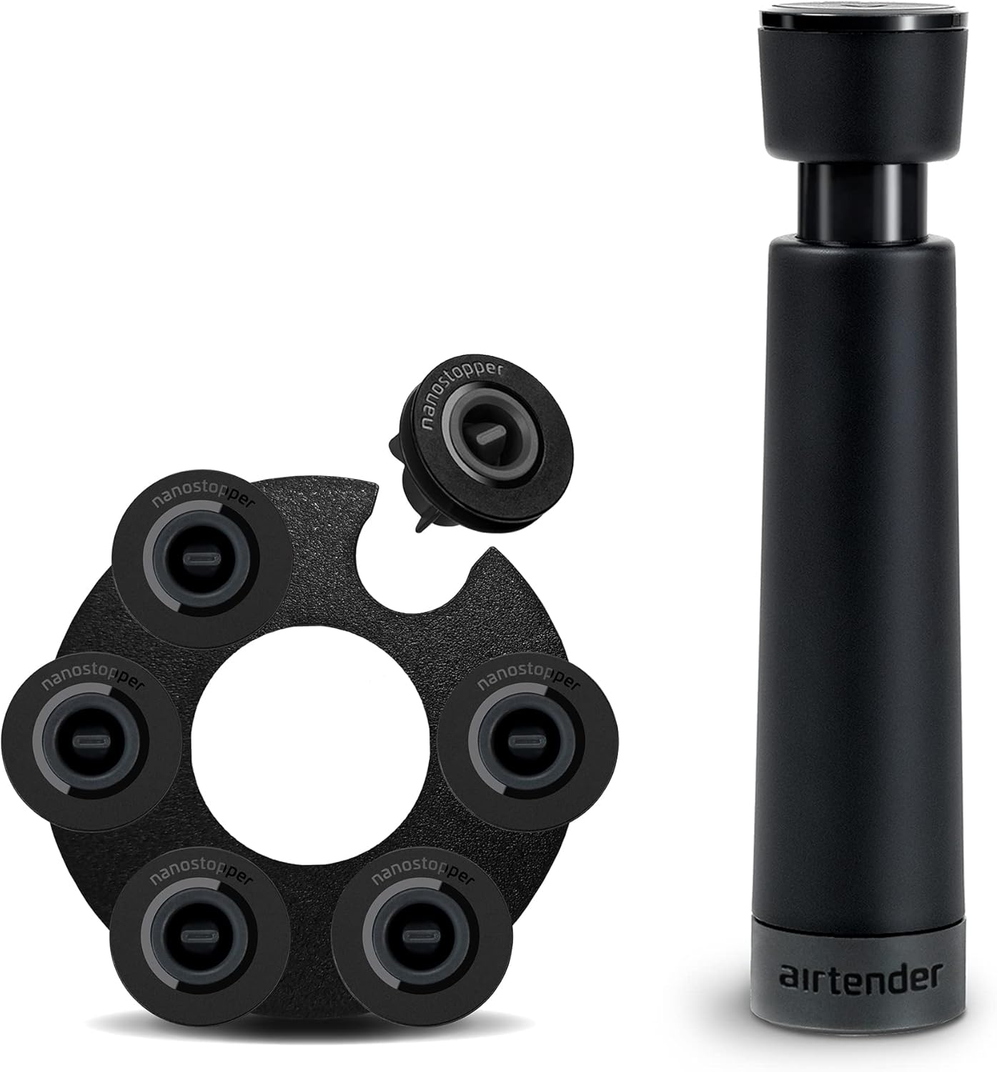 Airtender - Vacuum Pump Wine Preserver - with 6x Reusable Vacuum Sealer - Wine Stopper for Storing Wine Longer and Preserving Taste