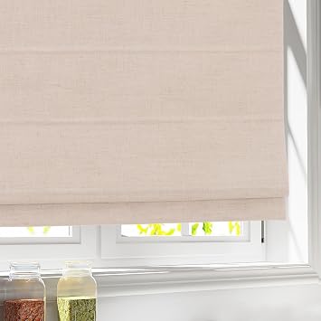 Cordless Roman Shades for Windows, Beige Custom Light Filtering Blackout Roman Windows Shades for Any Room Style, Doors, Kitchen Windows, Easy Installation