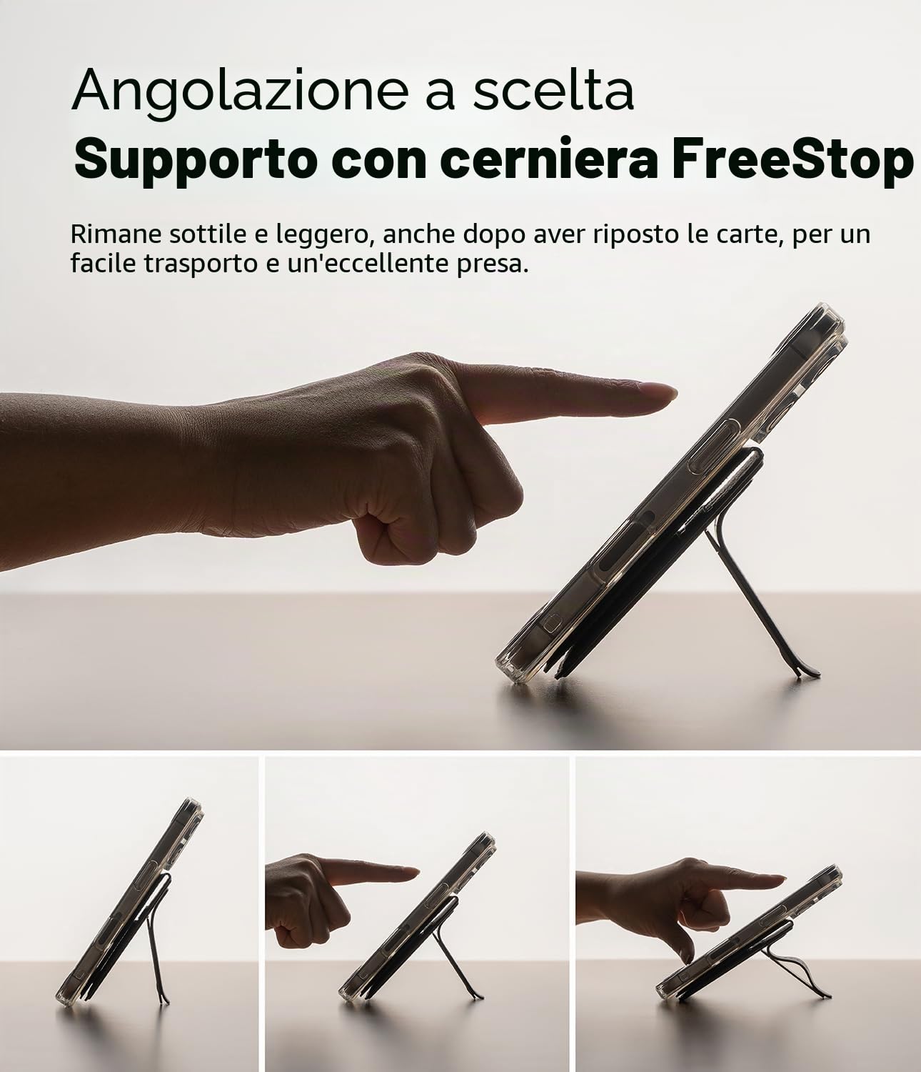 Ringke Slide Grip Wallet Magnetic, Porta Carte Magnetiche in pelle PU con Funzione di Impugnatura Regolabile e Compatibile con Custodie Magnetiche per Telefono - Black