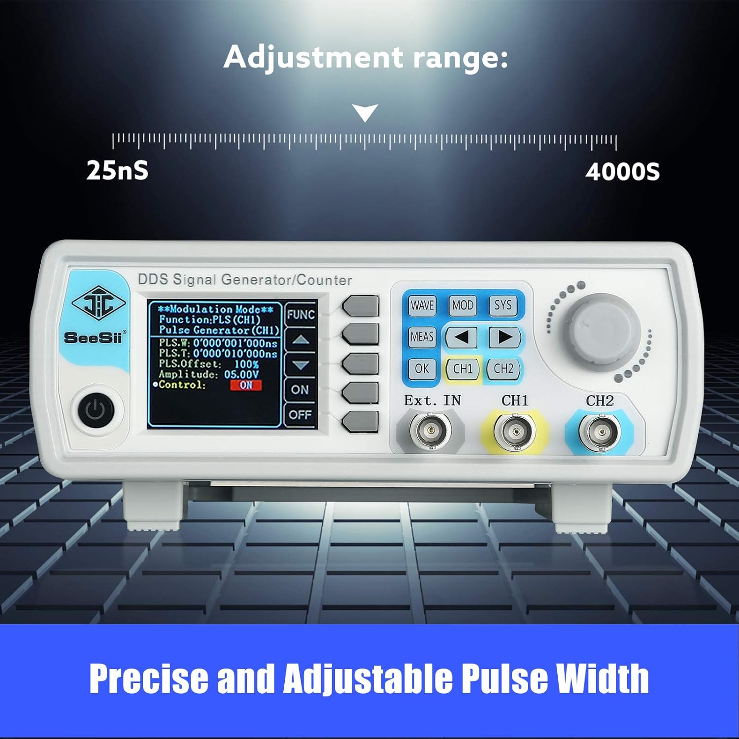 Professional Upgraded DDS Signal Generator Counter, Seesii 60MHz LCD Display High Precision 200MSa/s Dual-Channel Arbitray Waveform Function Generator Frequency Meter