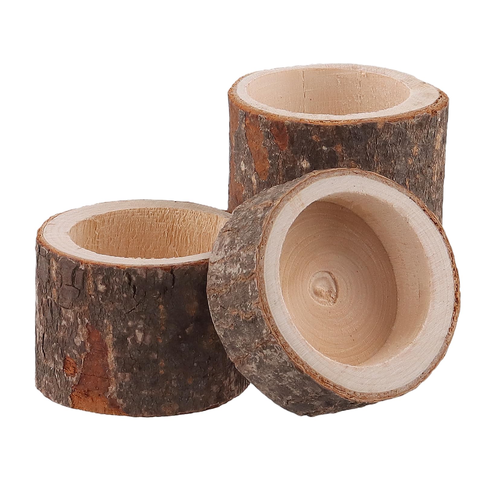 FUNSUEI Lot de 24 photophores en bois, 3 tailles, bougeoirs votifs en bois, bougeoirs rustiques pour salle à manger, décoration de salle de fête