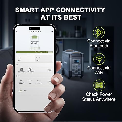 Miniatura 8 de ALLPOWERS Estación de energía portátil expandible de 3600 W, batería portátil LiFePO4 de 3456 Wh, 5 CA con salida RV de 30 A, generador solar UPS