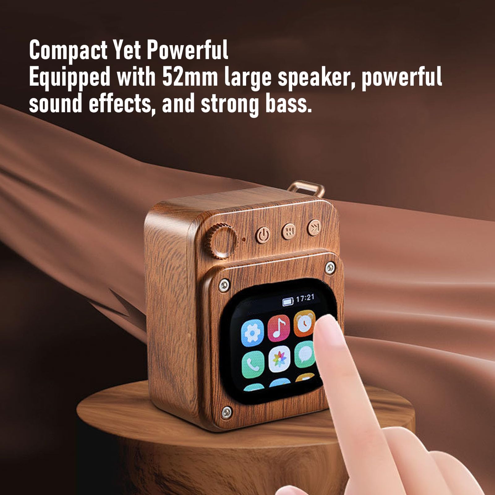 Fockety Casse Bluetooth Portatile con Schermo Touch 2.0, Altoparlante Senza Fili con Album, Sveglia, Timer, Meteo, Termometro, per Casa, Viaggi, Campeggio, Escursioni, Ciclismo (Con scheda di