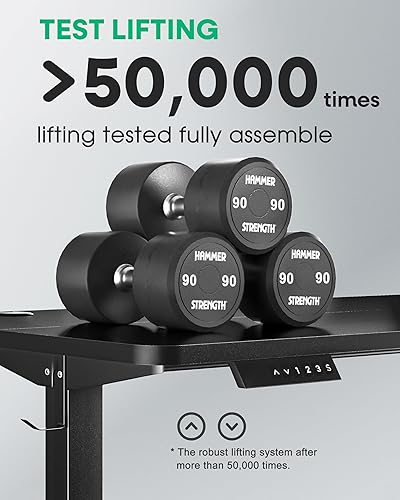 Miniatura 3 de VECELO Escritorio eléctrico de pie de altura ajustable, escritorio de computadora de 48 x 24 pulgadas con gancho para auriculares, escritorio de