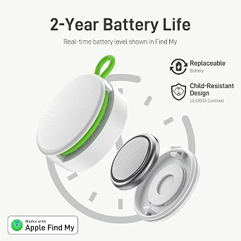 Epicka Tracker Tags with Adjustable Strap, 2-Year Battery, 2 Pack, White