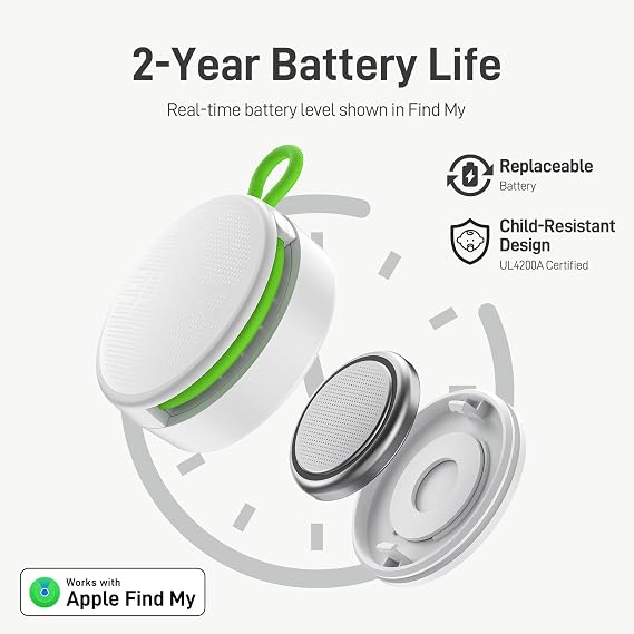Epicka Tracker Tags with Adjustable Strap, 2-Year Battery, 2 Pack, White