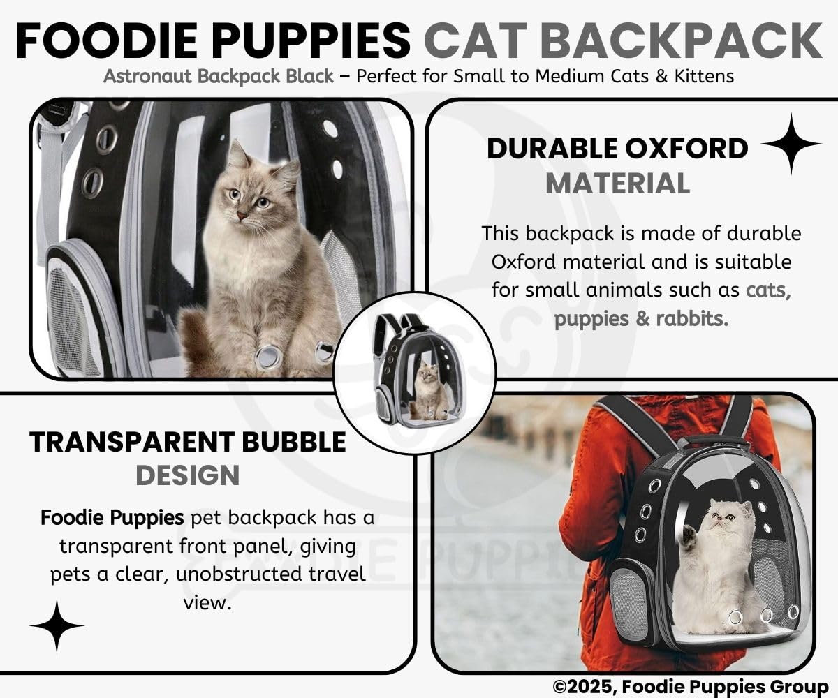Foodie Puppies Astronaut Transparent Pet Carrier Backpack - (35L x 24W x 40H cm) for Travel, Hiking, Designed with Breathable Space, Ventilated, Airline-Approved, Sturdy Pad for Puppies & Cats 3