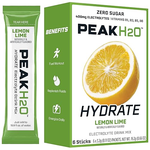 Miniatura 2 de Juicy Mixes PeakH20 - Paquetes de hidratación en polvo de electrolitos  Limón  Paquetes de sabor de agua sin azúcar para recuperación de