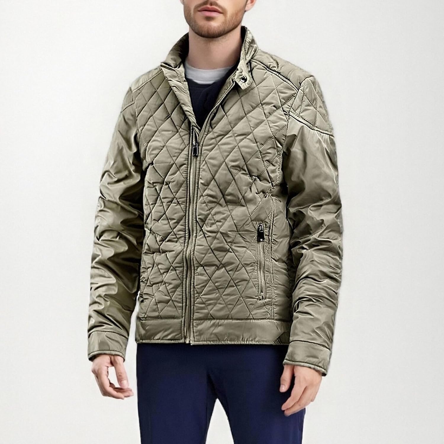 Men's Jackets for Winter Men's Quilted Puffer Down Jacket Lightweight Casual Full Zip Puffer Coats