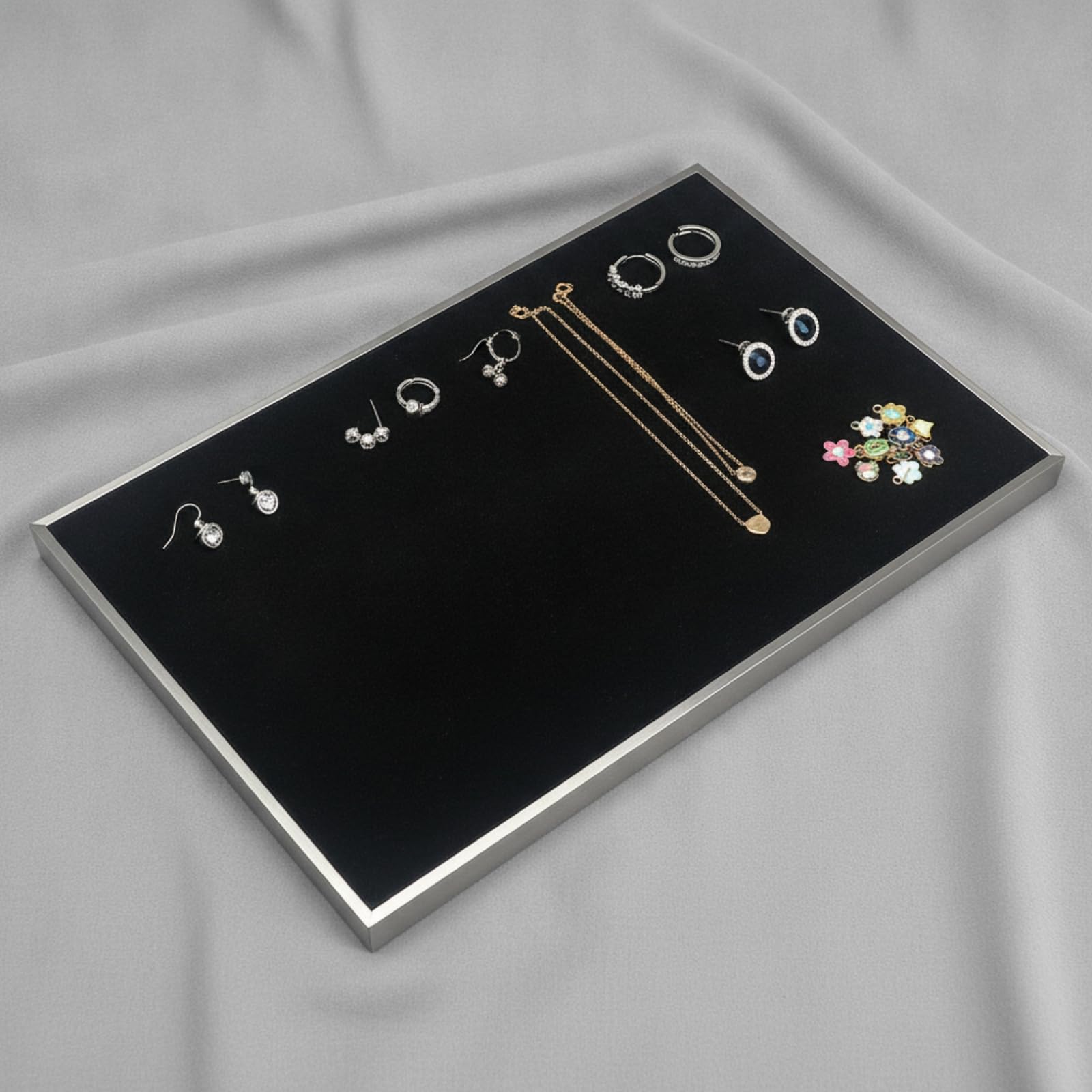 Plateau à Bijoux En Velours Doux, Grande — 40 × 30 × 1,5 Cm