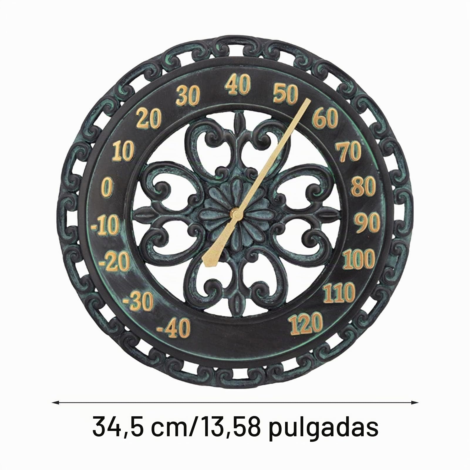 Termómetro exterior decorativo – pared jardín resistente a la intemperie para patio | No requiere batería, termómetro para patio para colgar