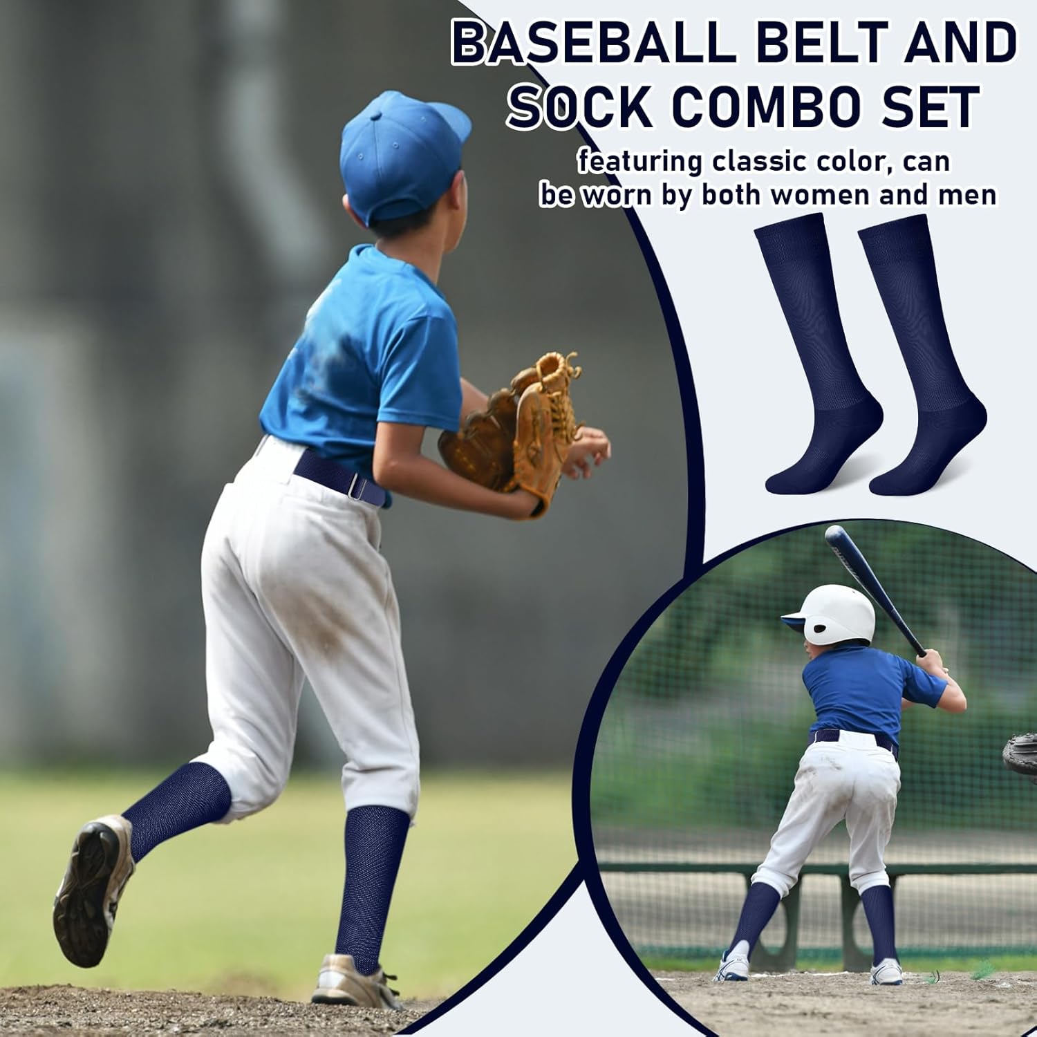 Zhanmai Baseball Belt and Socks Combo Adjustable Softball Socks and Belt Elastic for Youth Boys Girls, Adult - Image 5