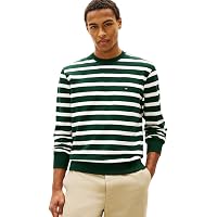 Tommy Hilfiger Uomo Felpa Terry Block in Cotone, Verde (Nocturnal Green/Ecru)